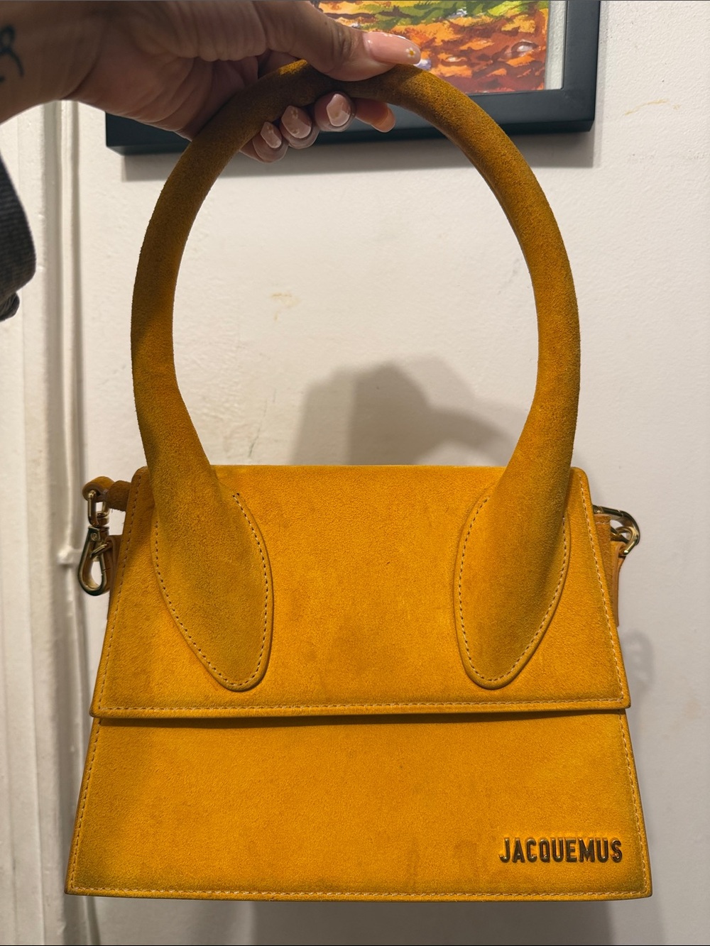 Jacquemus Orange La Montagne Le Grand Chiquito Suede Top-Handle Satchel - Picture 3 of 7